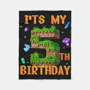 Kids It's My 5th Birthday Pixel Gamer Party Boy Gi Fleece Blanket