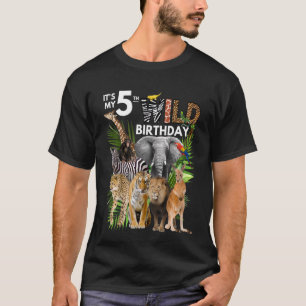 Kids It's My 5th Wild Birthday Safari Animals Zoo T-Shirt