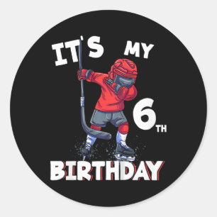 Kids It's My 6th Birthday 6 Year Old Ice Hockey Bi Classic Round Sticker