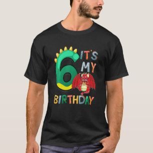 Kids It's My 6th Birthday Dragon 6 Birthday 6 Year T-Shirt