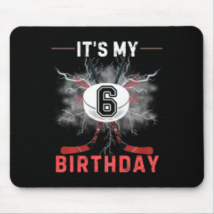 Kids It's My 6th Birthday Hockey Boy Funny Hockey Mouse Pad