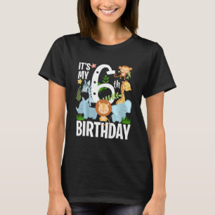 Kids Its My 6th Birthday Jungle Zoo Theme Safari J T-Shirt
