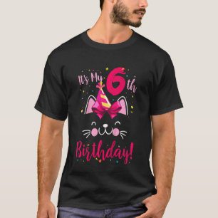 Kids Its My 6th Birthday Meow Cat T-Shirt