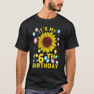 Kids It's My 6th Birthday Sunflower 6 Years Old Bi T-Shirt