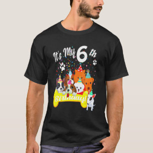 Kids Its My 6th Birthday Toddler Girl With Dogs Si T-Shirt
