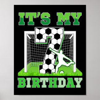 Kids It's My 7 Birthday Boy Funny 7yr Birthday Soc Poster
