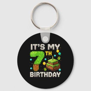 Kids It's My 7th Birthday Gamer Pixel Birthday Boy Key Ring