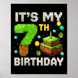 Kids It's My 7th Birthday Gamer Pixel Birthday Boy Poster
