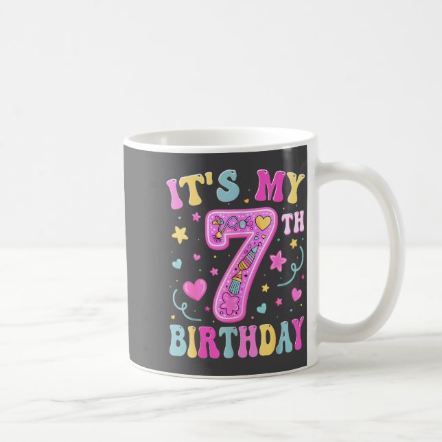 Kids It's My 7th Birthday Girl 7 Seven Happy Birth Coffee Mug (Right)