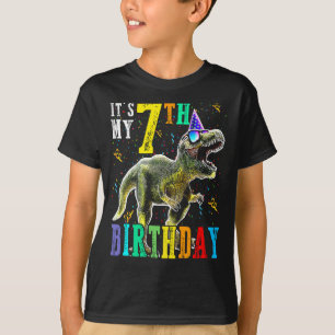 Kids It's My 7TH Birthday Happy 7 Year Dinosaur Sh T-Shirt