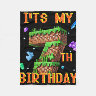 Kids It's My 7th Birthday Pixel Gamer Party Boy Gi Fleece Blanket