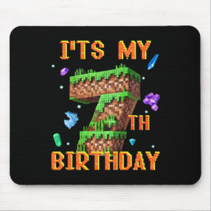 Kids It's My 7th Birthday Pixel Gamer Party Boy Gi Mouse Pad