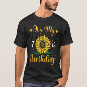Kids It's My 7th Birthday Sunflower 7 Years Old Bi T-Shirt