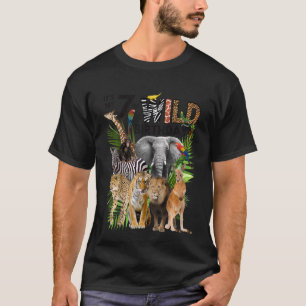 Kids It's My 7th Wild Birthday Safari Animals Zoo  T-Shirt