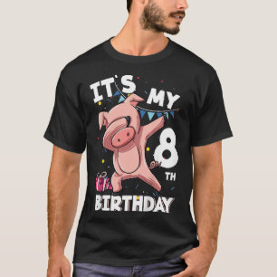 Kids Its My 8th Birthday 8 Year Old Pig Birthday  T-Shirt