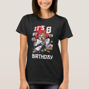 Kids Its My 8th Birthday 8 Year Old Sloth Karate B T-Shirt