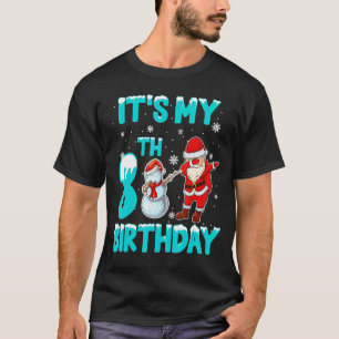 Kids It's My 8th Birthday 8 Years Old Dabbing Snow T-Shirt