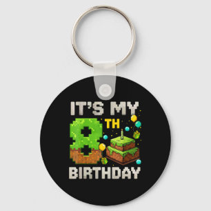 Kids It's My 8th Birthday Gamer Pixel Birthday Boy Key Ring
