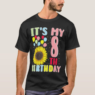 Kids It's My 8th Birthday Sunflower 8 Years Old Bi T-Shirt
