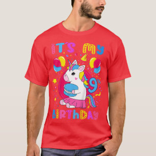 Kids Its my 9th birthday 9 year old girl with Unic T-Shirt