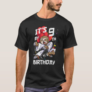 Kids Its My 9th Birthday 9 Year Old Sloth Karate B T-Shirt
