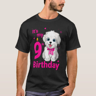Kids It's My 9th Birthday Dog Lover 9 Years Old Pu T-Shirt