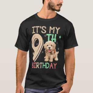 Kids It's My 9th Birthday Dog Lover Theme 9 Years T-Shirt