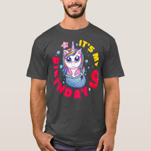 Kids It's My 9th Birthday Happy 9 Year Unicorn Mer T-Shirt