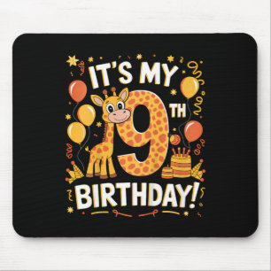 Kids It's My 9th Happy Birthday Giraffe 9 Years Ol Mouse Pad