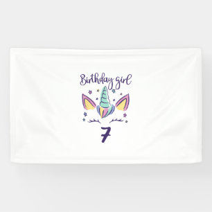 Kids It's My Birthday Dabbing Unicorn Rainbow Girl Banner