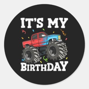 Kids Its My Birthday Monster Truck Birthday Boy To Classic Round Sticker