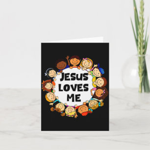 Kids Jesus Loves Me Cute Christian Faith Girl Boy  Card