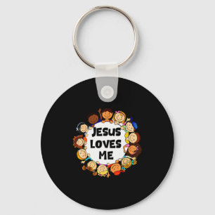 Kids Jesus Loves Me Cute Christian Faith Girl Boy  Key Ring