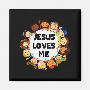 Kids Jesus Loves Me Cute Christian Faith Girl Boy Magnet