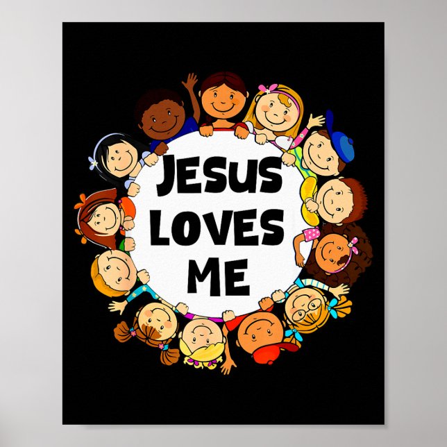 Kids Jesus Loves Me Cute Christian Faith Girl Boy  Poster (Front)