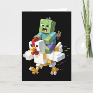 Kids Jock Chicken Shirt Pixel Art Gamer Zombie Boy Card