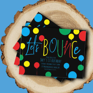  Kids Jump Bounce Balls Balloons Birthday Invitation