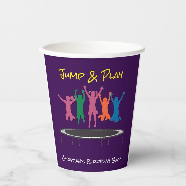Kids Jump & Play Trampoline Birthday Bash Paper Cups (Front)