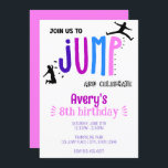 Kid's Jump Trampoline Park Birthday Party Invitation<br><div class="desc">Kid's Birthday Invitation perfect for a birthday party at a trampoline park or bounce house. This colourful invitation features jumping silhouette clipart. Customise with your party information.</div>
