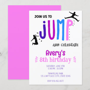 Kid's Jump Trampoline Park Birthday Party Invitation