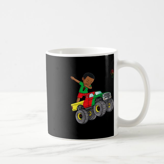 Kids Juneteenth Dabbing Black King In Monster Truc Coffee Mug (Right)