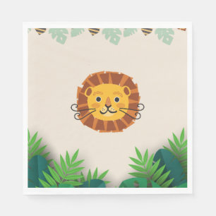 kids jungle birthday lion napkin
