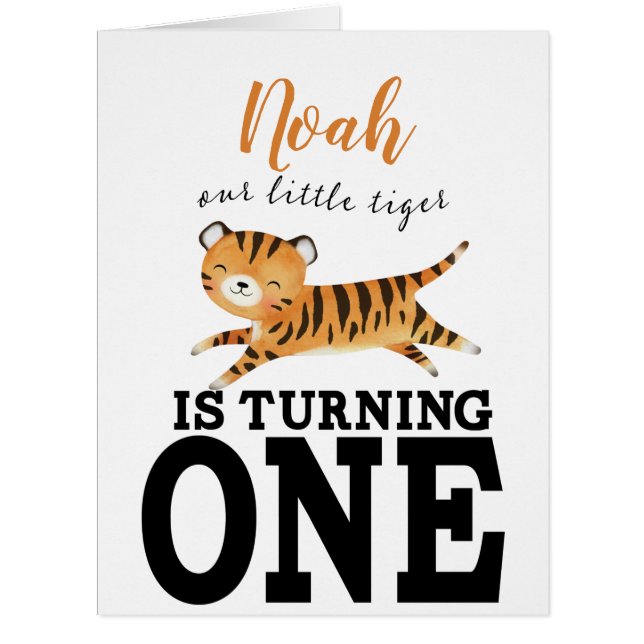 Kids Jungle Tiger First Birthday Monogram  (Front)
