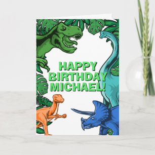 Kids Jurassic Dino Customisable Dinosaur Birthday Card