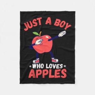 Kids Just A Boy Who Loves Apples Gifts Funny Apple Fleece Blanket