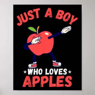 Kids Just A Boy Who Loves Apples Gifts Funny Apple Poster
