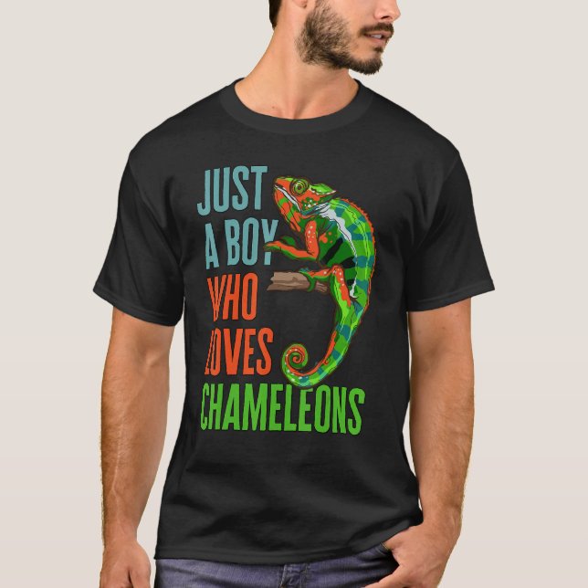 Kids Just A Boy Who Loves Chameleons  Reptile Liza T-Shirt (Front)