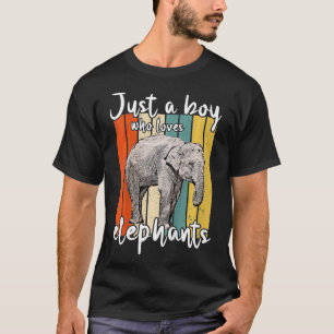 Kids Just A Boy Who Loves Elephants Retro Elephant T-Shirt