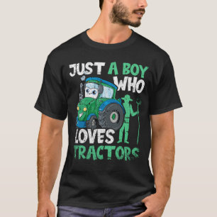 Kids Just A Boy Who Loves Tractors Farm T-Shirt