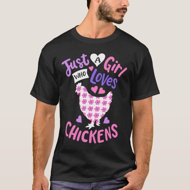 Kids Just A Girl Who Loves Chickens Chicken Hen Lo T-Shirt (Front)